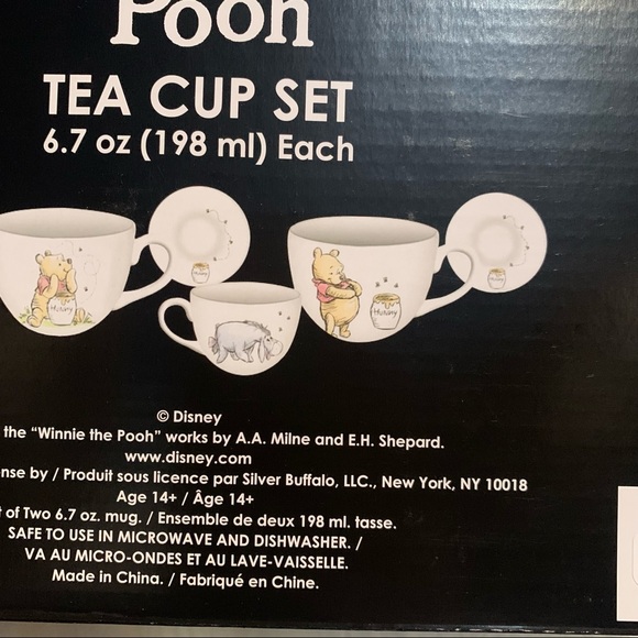 Disney Winnie the Pooh Teacup Set NWT 2 cups & 2 saucers Piglet Eeyore - Picture 11 of 12
